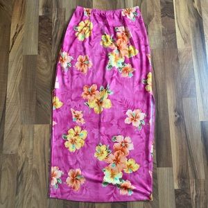 Vintage pink floral maxi skirt